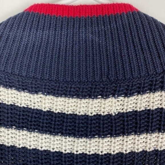 Loft Sweater Womens Small Blue White Striped Pullover Knit Sweater Casual - Picture 6 of 10